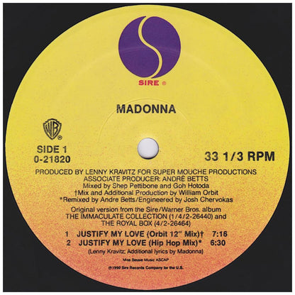 MADONNA - JUSTIFY MY LOVE | 12" MAXI SINGLE VINILO USADO