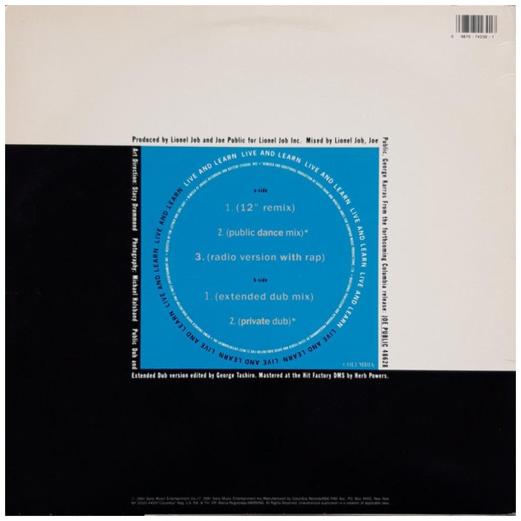 JOE PUBLIC - LIVE & LEARN | 12" MAXI SINGLE VINILO USADO