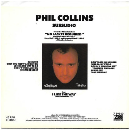 PHIL COLLINS - SUSSUDIO | 7" SINGLE USADO