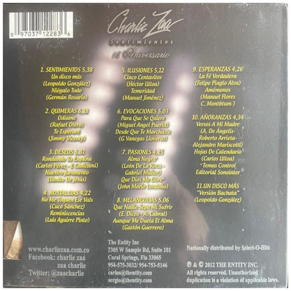 CHARLIE ZAA - SENTIMIENTOS (15 ANIVERSARIO) | CD