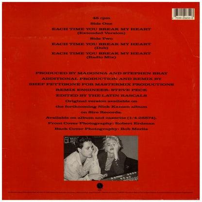 NIK KAMEN - EACH TIME YOU BREAK MY HEART | 12'' MAXI SINGLE USADO