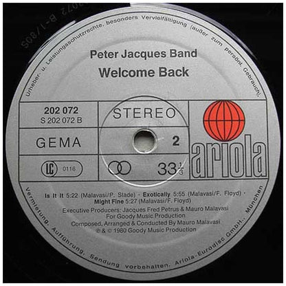 PETER JACQUES BAND - WELCOME BACK | VINILO USADO