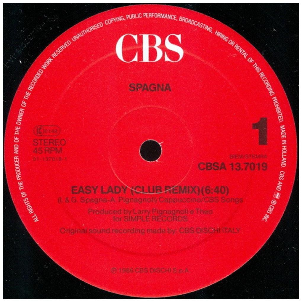 SPAGNA - EASY LADY | 12'' MAXI SINGLE USADO