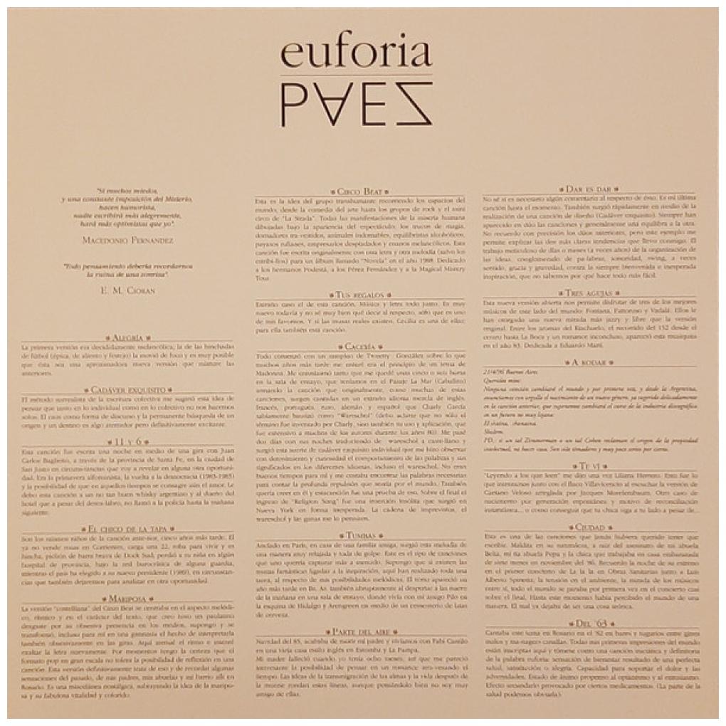 FITO PAEZ - EUFORIA (2LP) | VINILO