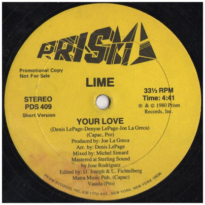 LIME - YOUR LOVE (PROMO COPY) | 12'' MAXI SINGLE USADO