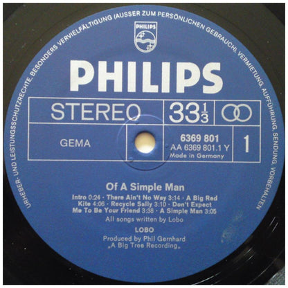 LOBO - OF A SIMPLE MAN | VINILO USADO