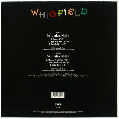 WHIGFIELD - SATURDAY NIGHT | 12'' MAXI SINGLE USADO