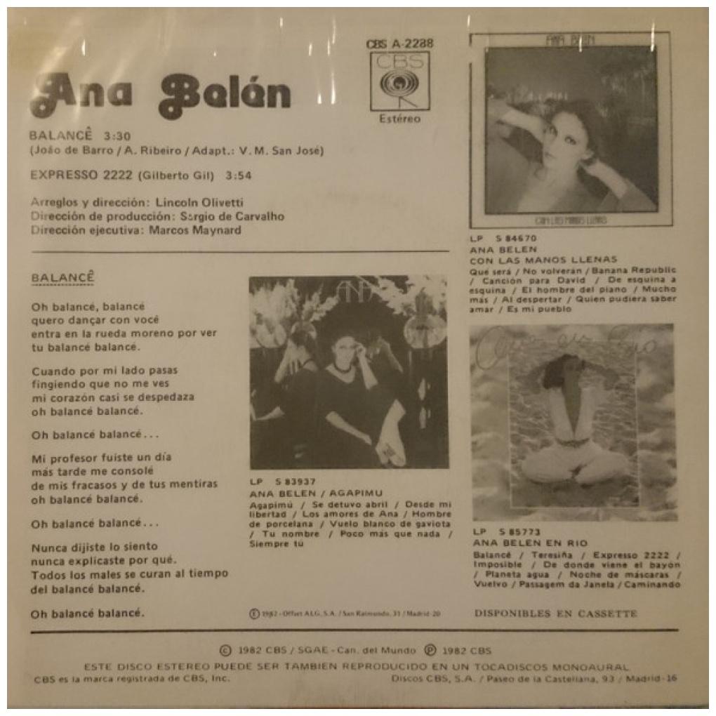 ANA BELEN - BALANCE | 7" SINGLE USADO