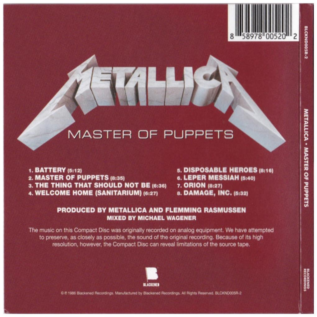 METALLICA - MASTER OF PUPPETS | CD