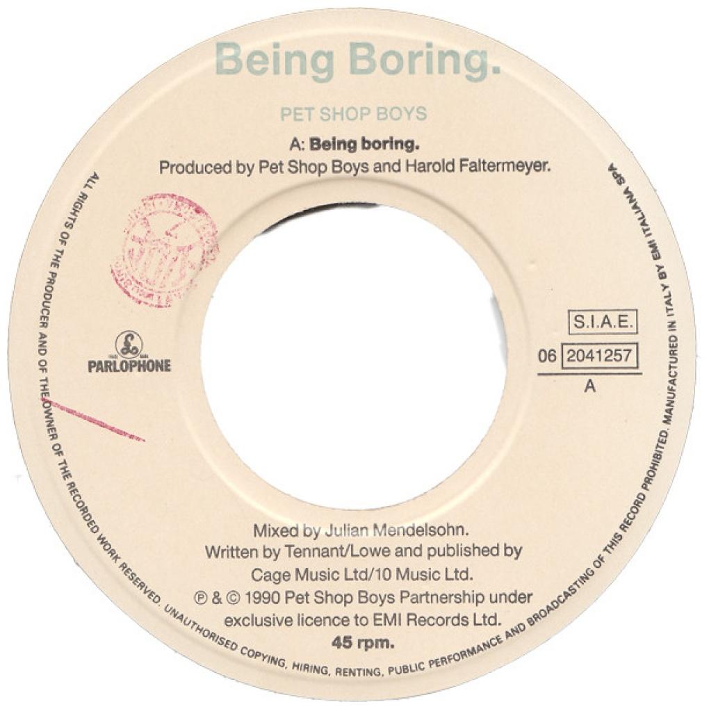 PET SHOP BOYS - BEING BORING | 7" SINGLE USADO