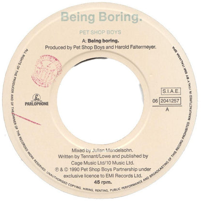 PET SHOP BOYS - BEING BORING | 7" SINGLE USADO
