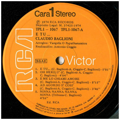 CLAUDIO BAGLIONI - E TU | VINILO USADO