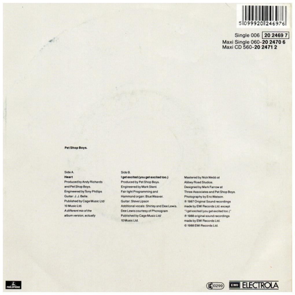 PET SHOP BOYS - HEART | 7" SINGLE USADO
