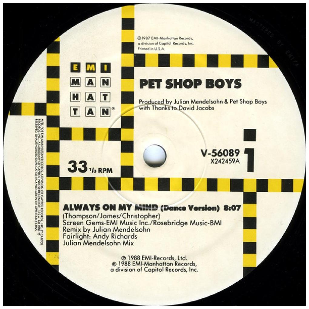 PET SHOP BOYS - ALWAYS ON MY MIND | 12'' MAXI SINGLE USADO