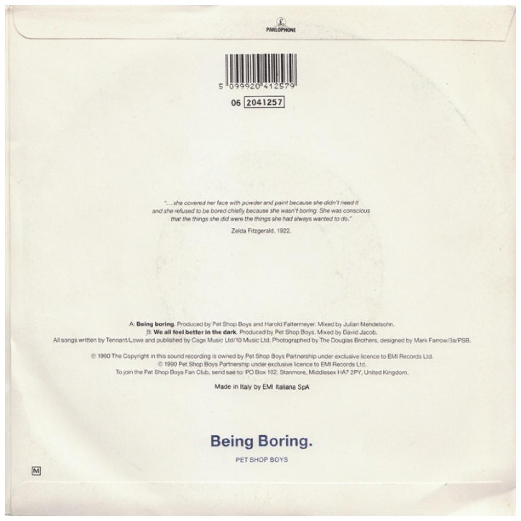 PET SHOP BOYS - BEING BORING | 7" SINGLE USADO