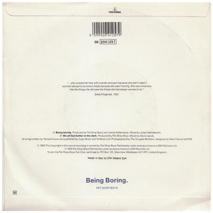 PET SHOP BOYS - BEING BORING | 7" SINGLE USADO
