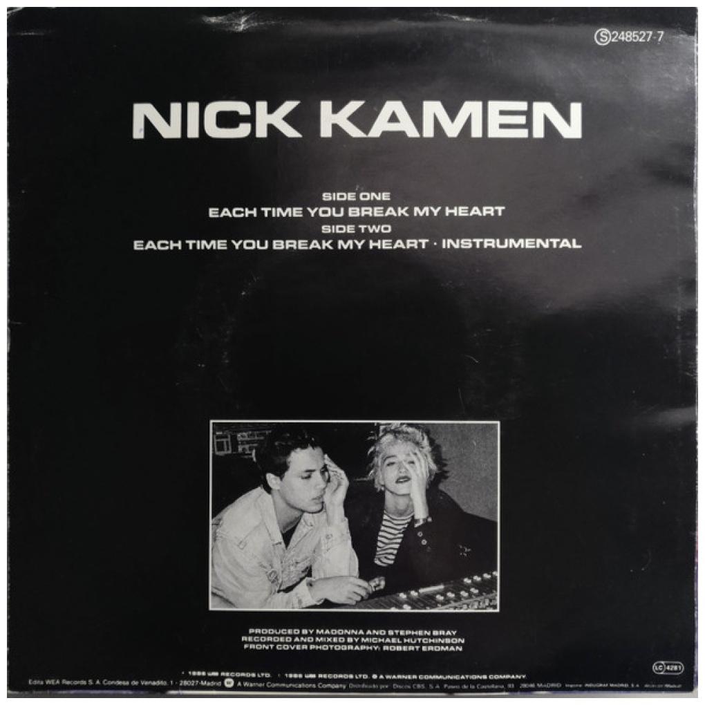 NICK KAMEN - EACH TIME YOU BREAK MY HEART | 7" SINGLE USADO