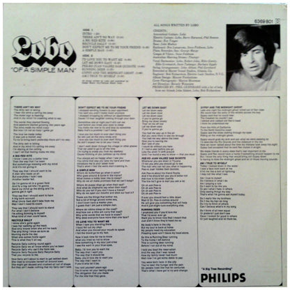 LOBO - OF A SIMPLE MAN | VINILO USADO