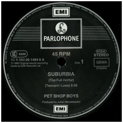 PET SHOP BOYS - SUBURBIA | 12'' MAXI SINGLE USADO