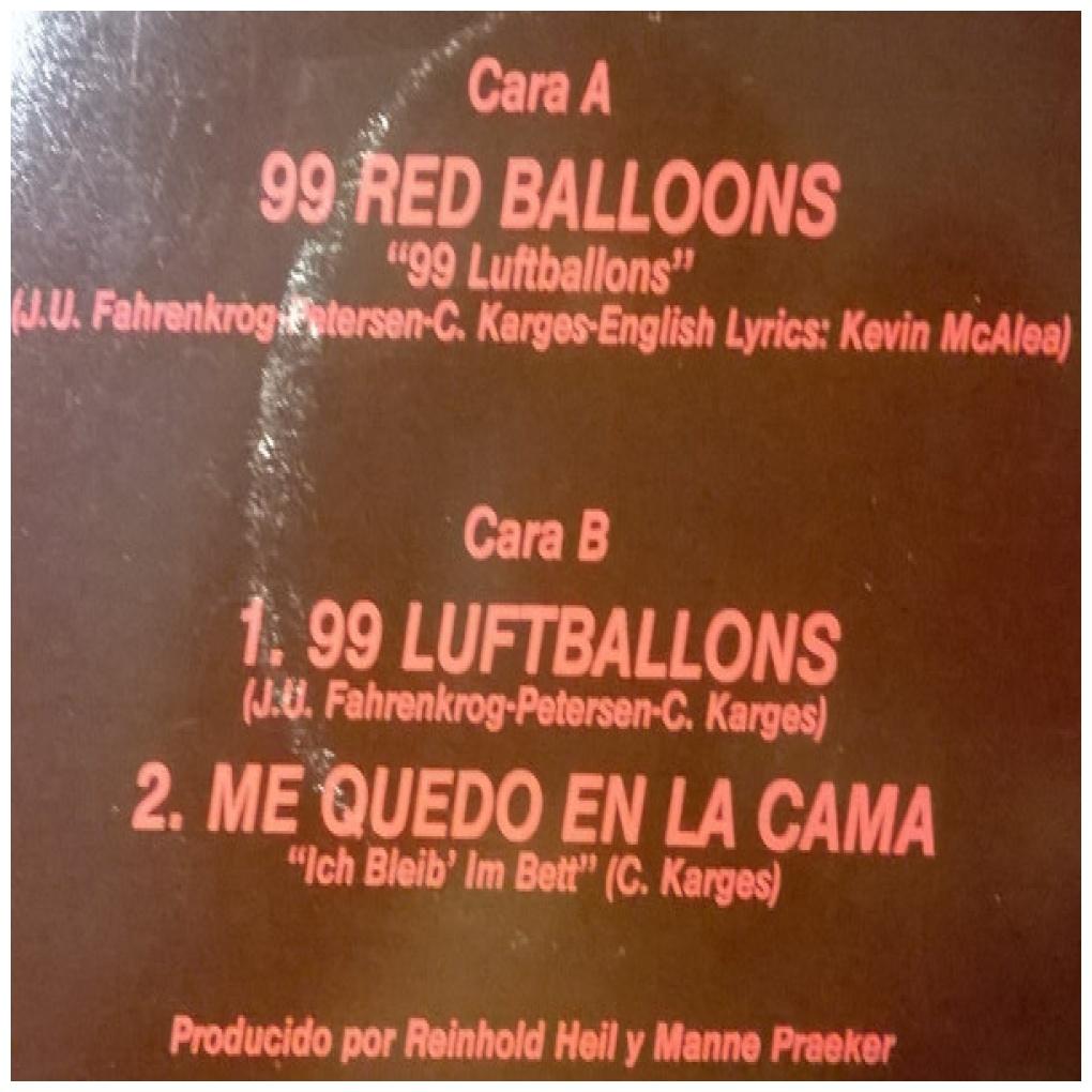 NENA - 99 RED BALLOONS/99 LUFTBALLONS | 12'' MAXI SINGLE USADO