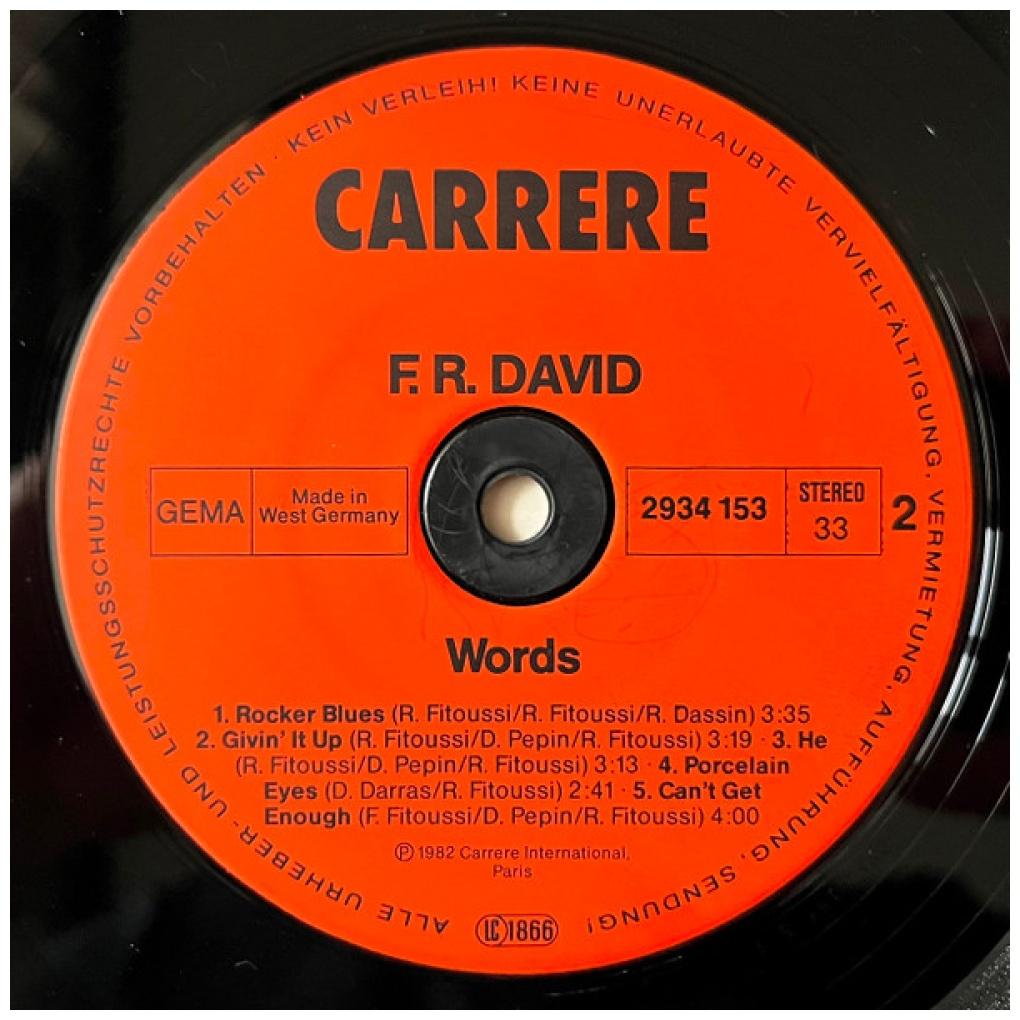 F.R. DAVID - WORDS | VINILO USADO