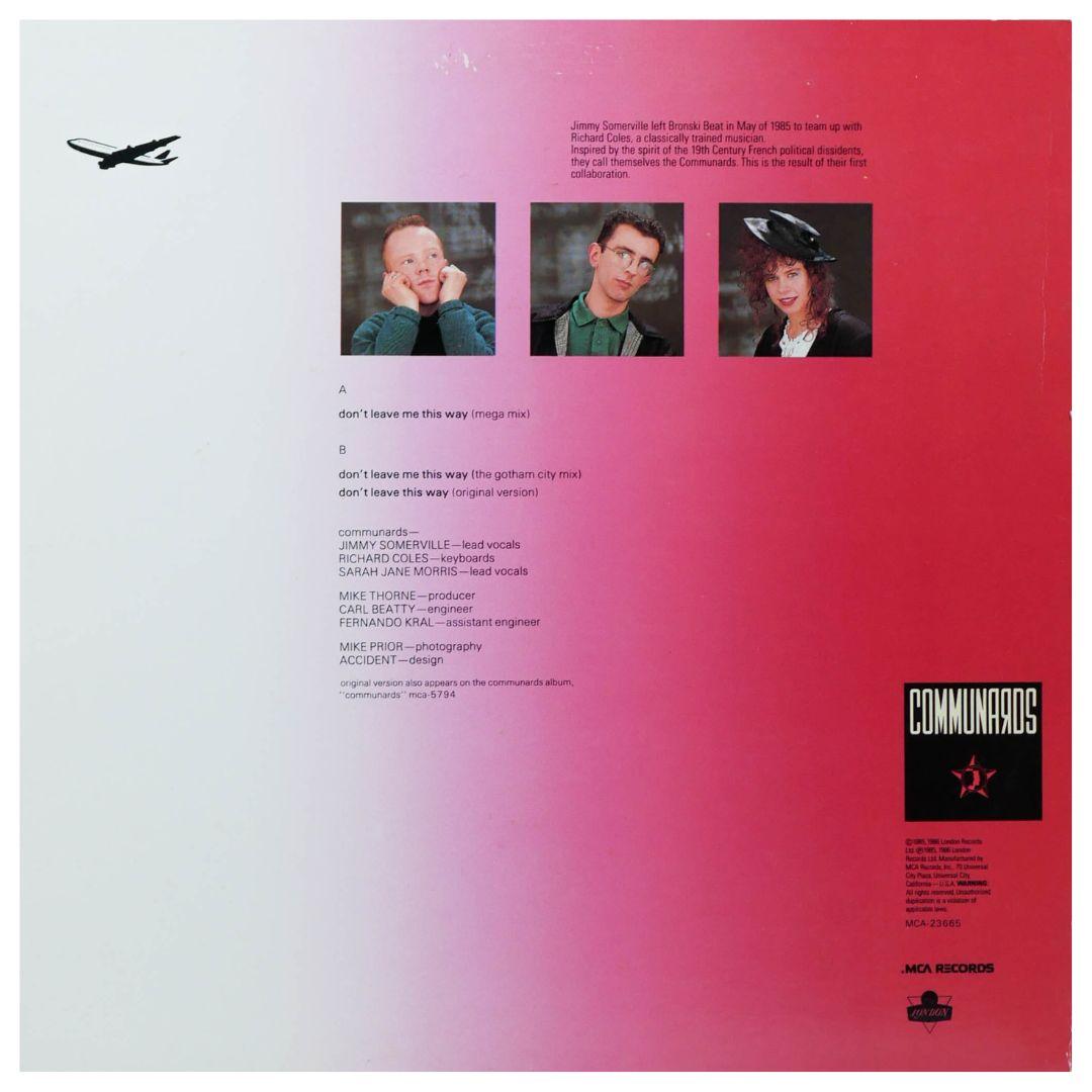 COMMUNARDS - DONT LEAVE ME THIS WAY | 12" MAXI SINGLE USADO
