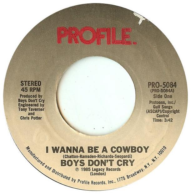 BOYS DON T CRY - I WANNA BE A COWBOY | 7" SINGLE USADO
