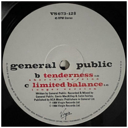 GENERAL PUBLIC - TENDERNESS | 7" SINGLE USADO