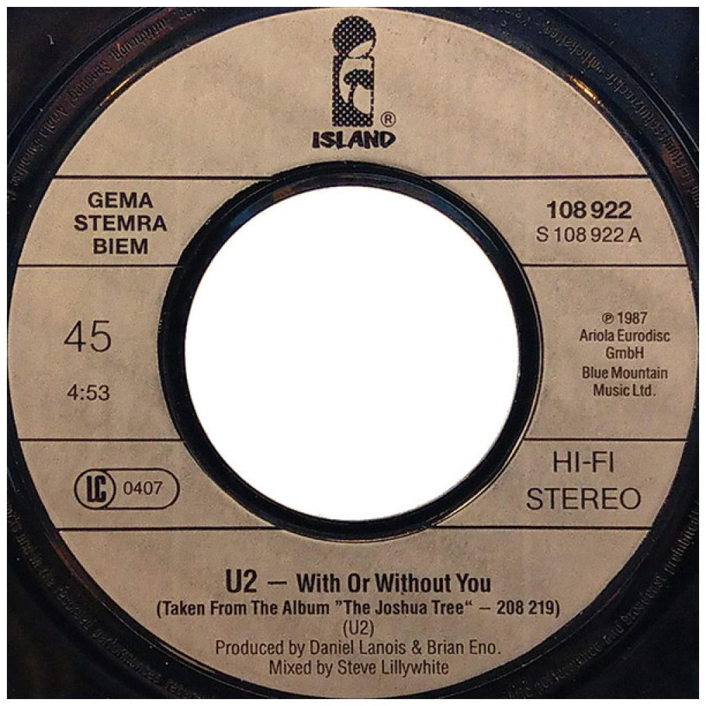 U2 - WITH OR WITHOUT YOU | 7" SINGLE USADO