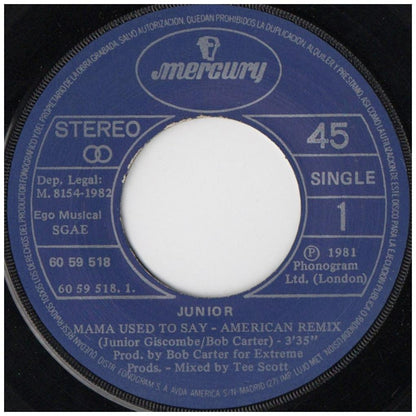 JUNIOR - MAMMA USED TO SAY | 7" SINGLE USADO