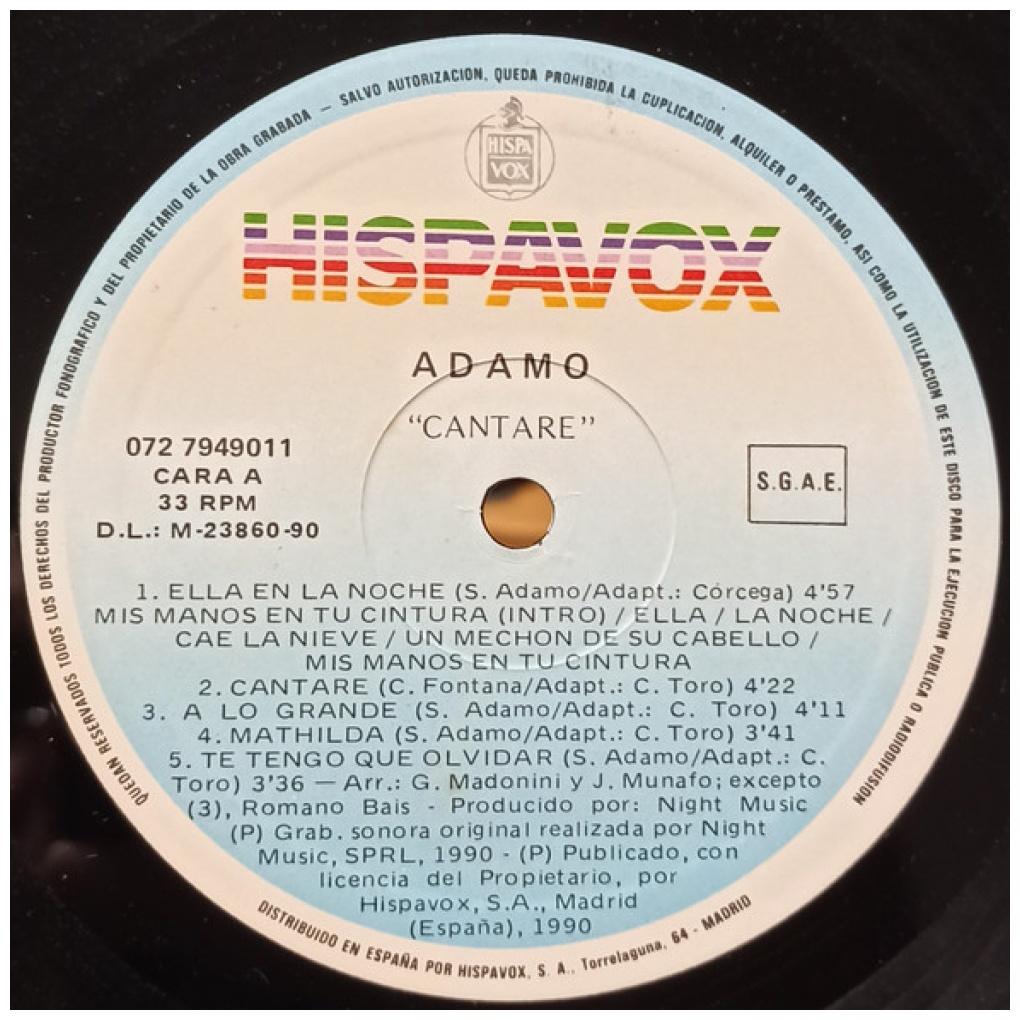 ADAMO - CANTARÉ: GRANDES EXITOS | VINILO USADO
