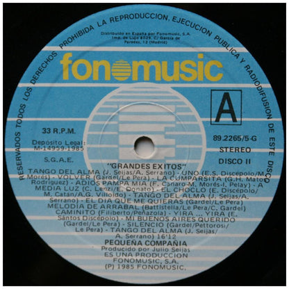 PEQUEÑA COMPAÑÍA - GRANDES EXITOS (2LP) | VINILO USADO