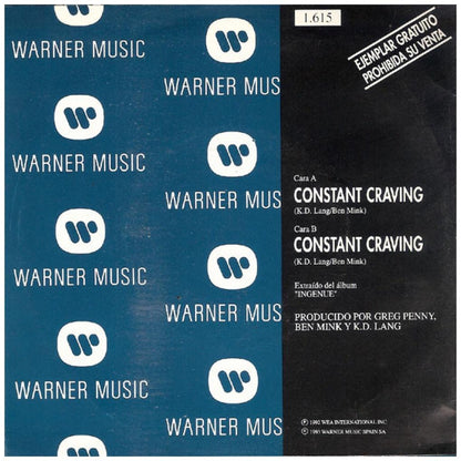 K.D. LANG - CONSTANT CRAVING | 7" SINGLE USADO