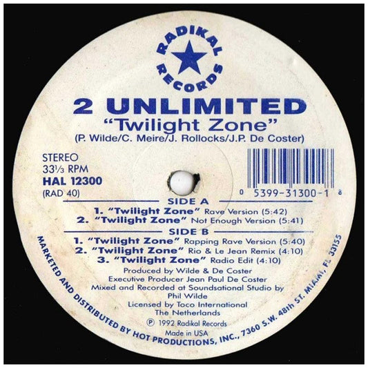 2 UNLIMITED - TWILIGHT ZONE | 12" MAXI SINGLE VINILO USADO