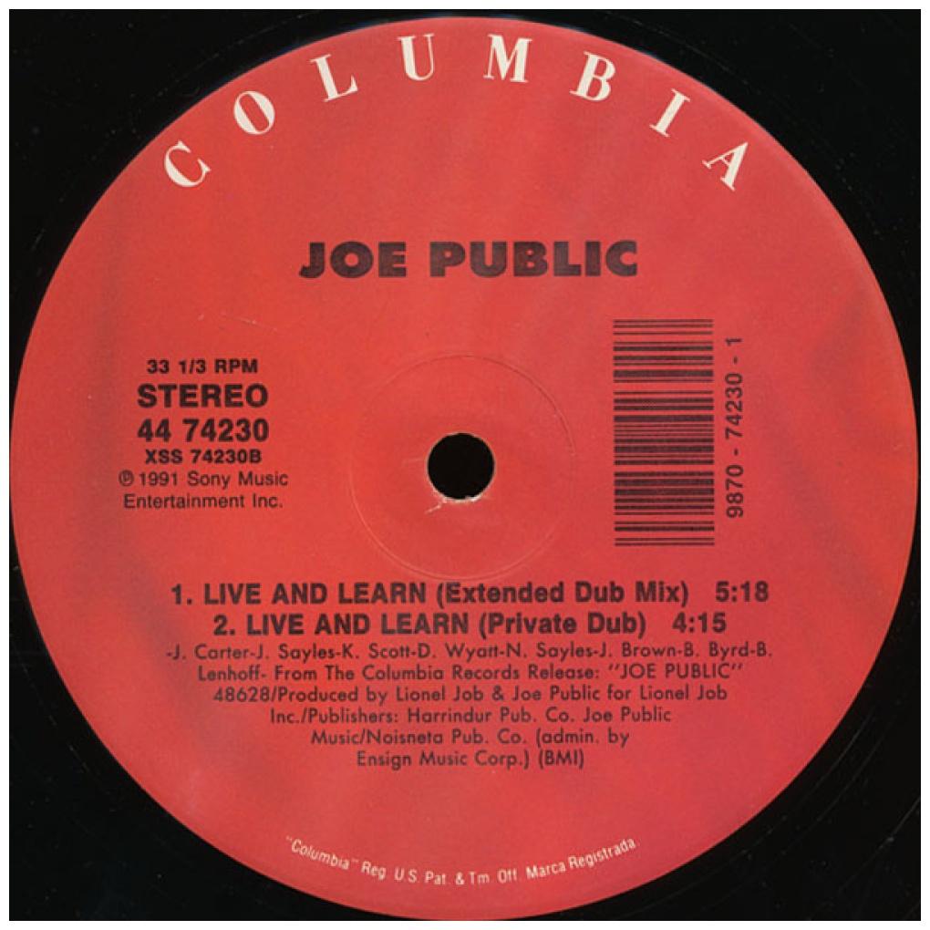 JOE PUBLIC - LIVE & LEARN | 12" MAXI SINGLE VINILO USADO