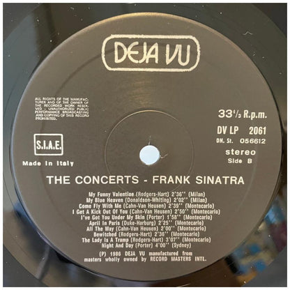 FRANK SINATRA - THE CONCERT: 20 LIVE GREATS | VINILO USADO