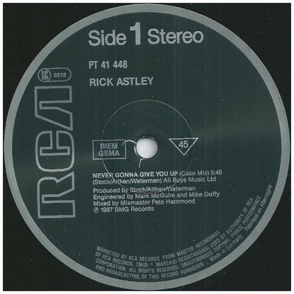 RICK ASTLEY - NEVER GONNA GIVE YOU UP | 12'' MAXI SINGLE USADO