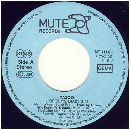 YAZOO - NOBODY'S DIARY | 7" SINGLE USADO