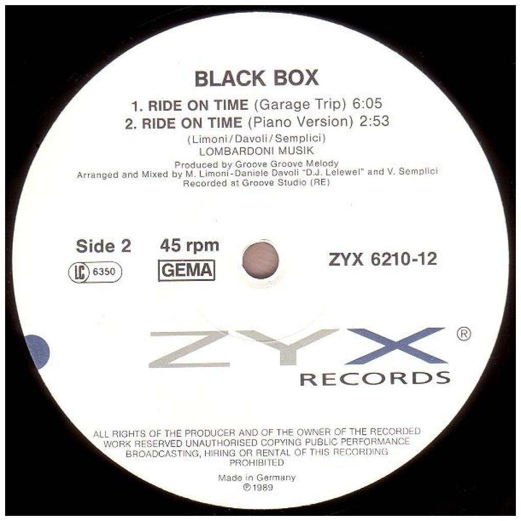 BLACK BOX - RIDE ON TIME | 12'' MAXI SINGLE USADO
