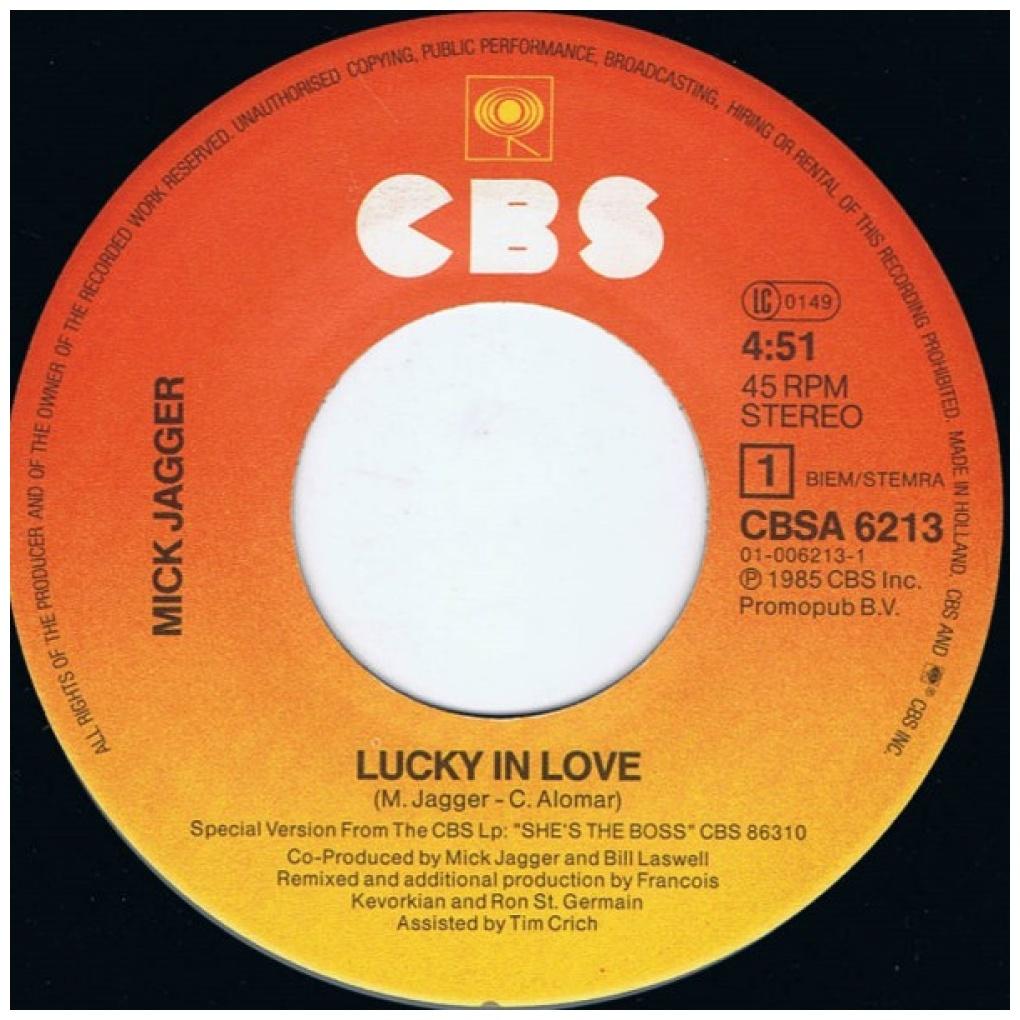 MICK JAGGER - LUCKY IN LOVE | 7" SINGLE USADO