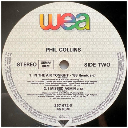 PHIL COLLINS - IN THE AIR TONIGHT (EXTENDED + '88 REMIX) | 12'' MAXI SINGLE USADO