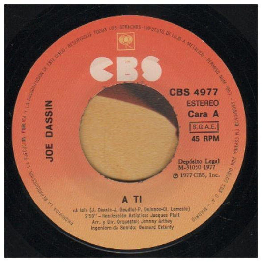 JOE DASSIN - A TOI | 7" SINGLE VINILO USADO