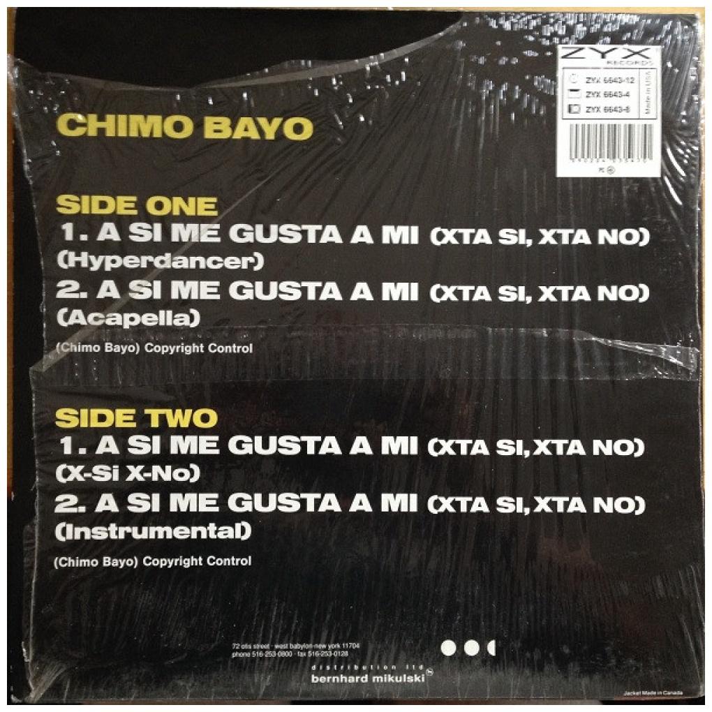 CHIMO BAYO - A SI ME GUSTA A MI (X-TA SI, X-TA NO) | 12'' MAXI SINGLE USADO