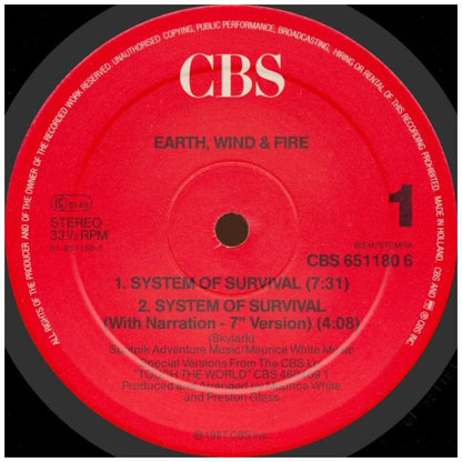 EARTH, WIND & FIRE - SYSTEM OF SURVIVAL | 12'' MAXI SINGLE USADO