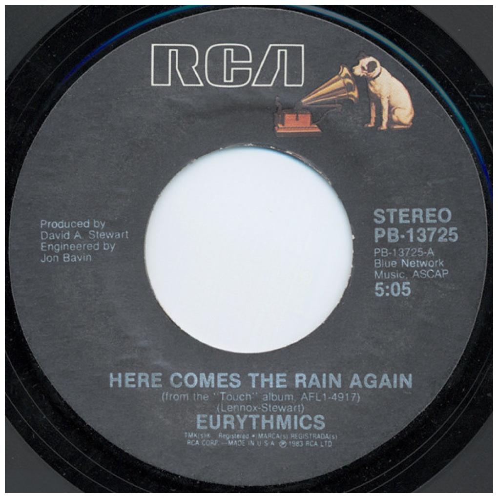 EURYTHMICS - HERE COMES THE RAIN AGAIN | 7" SINGLE USADO