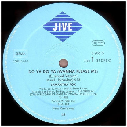 SAMANTHA FOX - DO YA DO YA (WANNA PLEASE ME) | 12'' MAXI SINGLE USADO