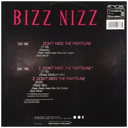 BIZZ NIZZ - DON'T MISS THE PARTY LINE | 12'' MAXI SINGLE USADO