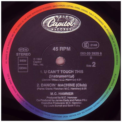 MC HAMMER - U CAN'T TOUCH THIS | 12'' MAXI SINGLE USADO