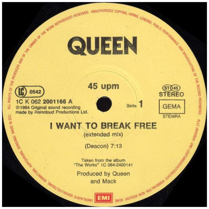 QUEEN - I WANT TO BREAK FREE EXTENDED MIX | 12'' MAXI SINGLE USADO