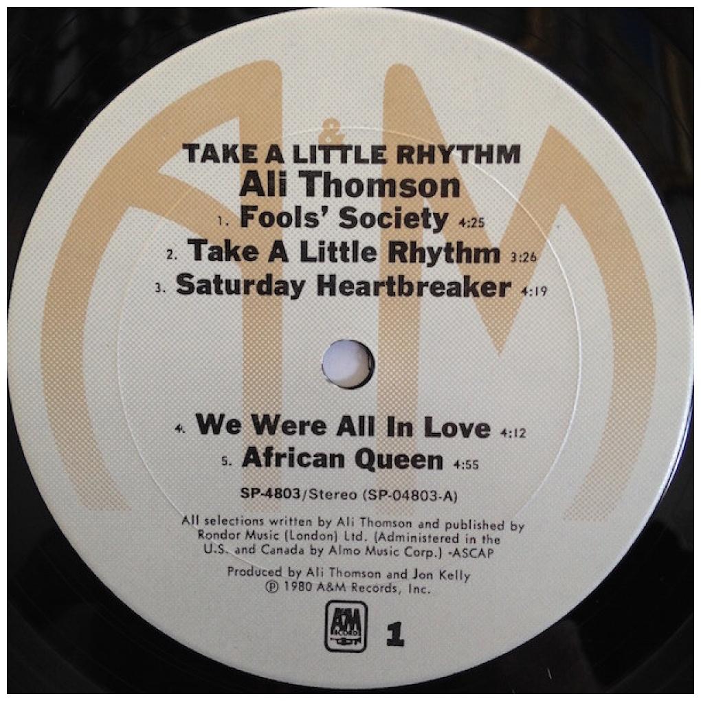 ALI THOMPSON - TAKE A LITTLE RHYTHM (VDE-NUEVO/SELLADO) | VINILO USADO